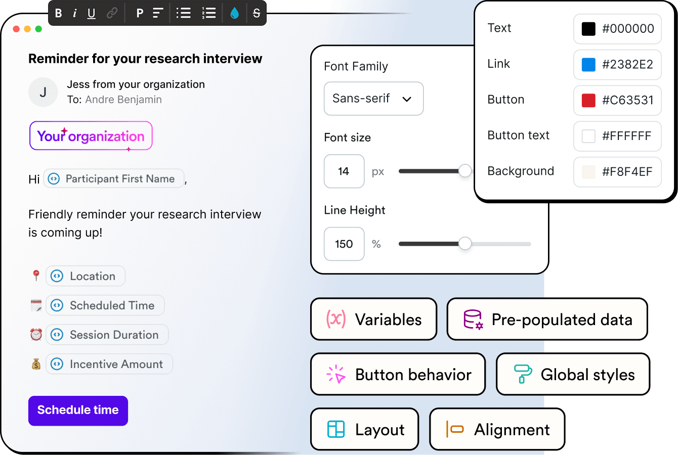 Ethnio branded reminders