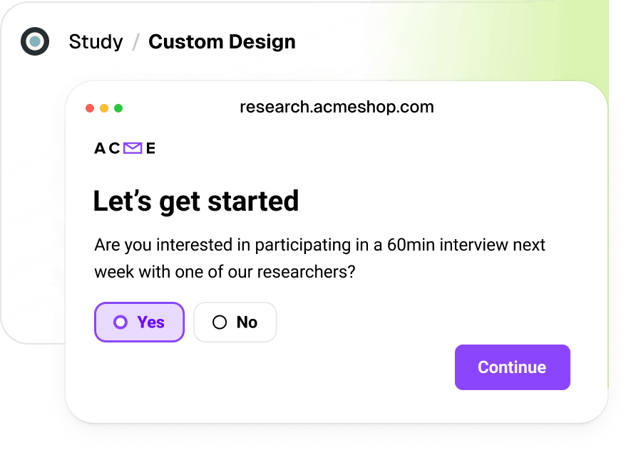 Setup new study with Ethnio