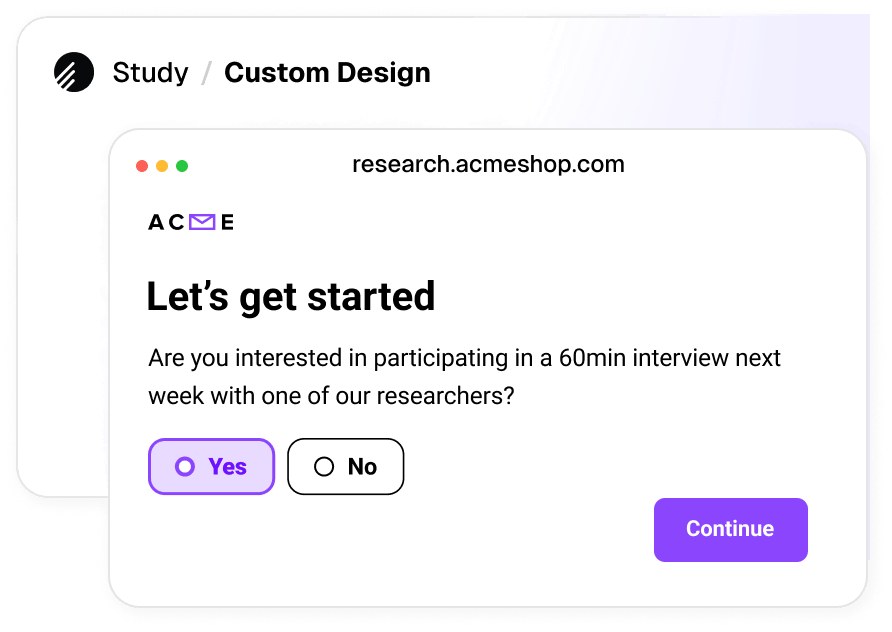 Setup new study with Ethnio